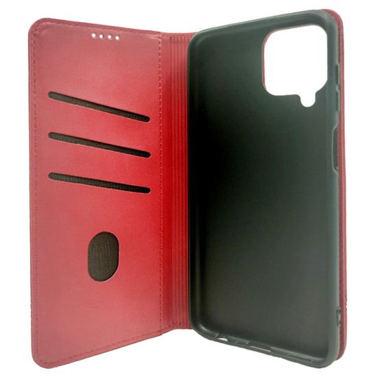 Leather Flip Cover with Internal Pocket for Samsung Galaxy S23 Red